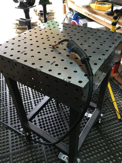 welding table top with holes